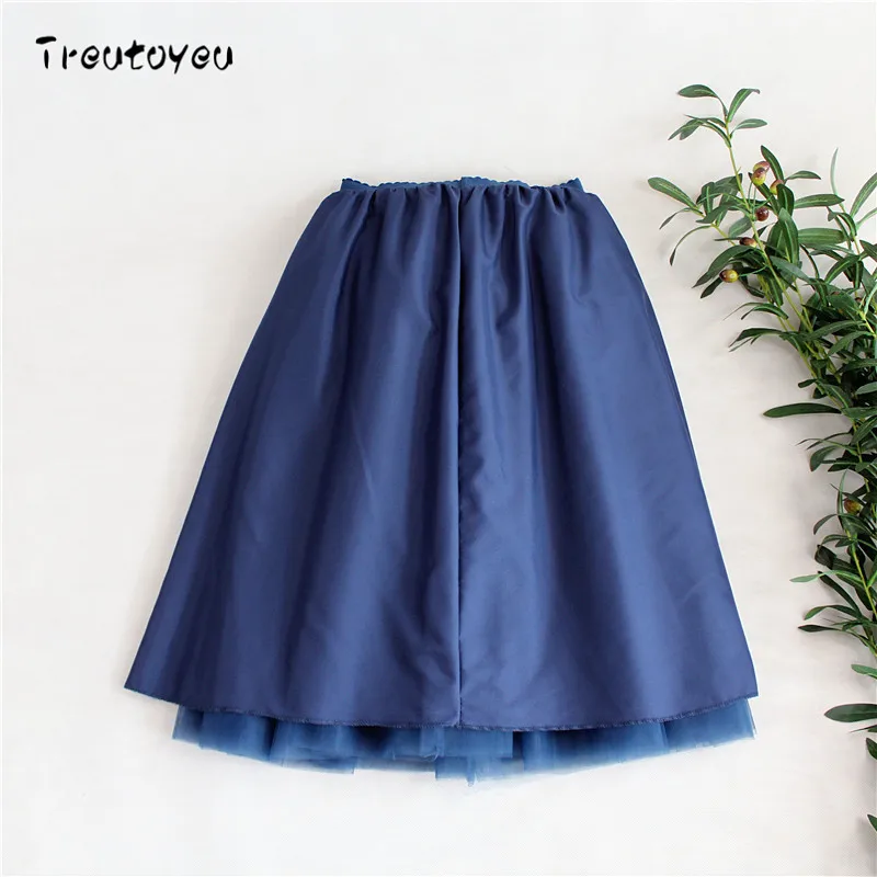 Streetwear 6 Layers 65cm Midi Pleated Skirt Women Gothic High Waist Tulle Skater Skirt rokjes dames ropa mujer 2020 jupe femme