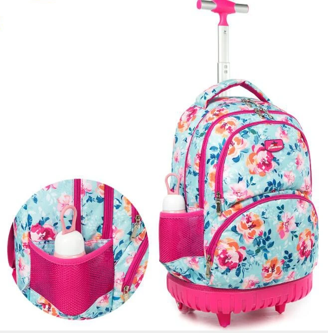Wheeled backpack for girls school Trolley Bag with wheels with lunch bag set Trolley Bags Children school Rolling backpack bag