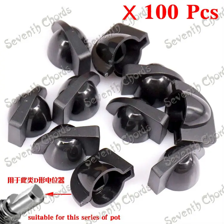 

100 Pcs D Shaft Chicken Head Bass Guitar Amplifiers Knobs Buttons - Black / GUITAR PARTS