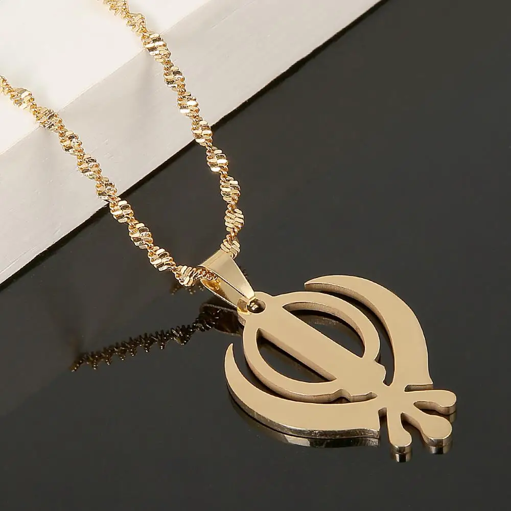 Stainless Steel Trendy Sikhism Pendant Necklace Sikh Khanda Sikhs Religious Chain Jewelry