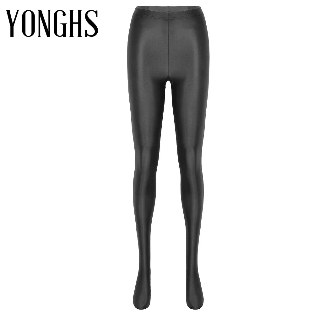 Womens Glossy Pantyhose Ballet Dance Leggings Pants Training Fitness Tights Trousers Close-Fitting Sports Dancing Leggings