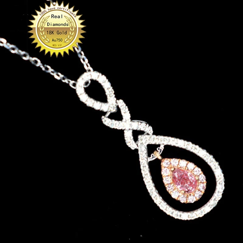 

Real 18K gold necklace natura 0.4ct diamonds necklace H-M027