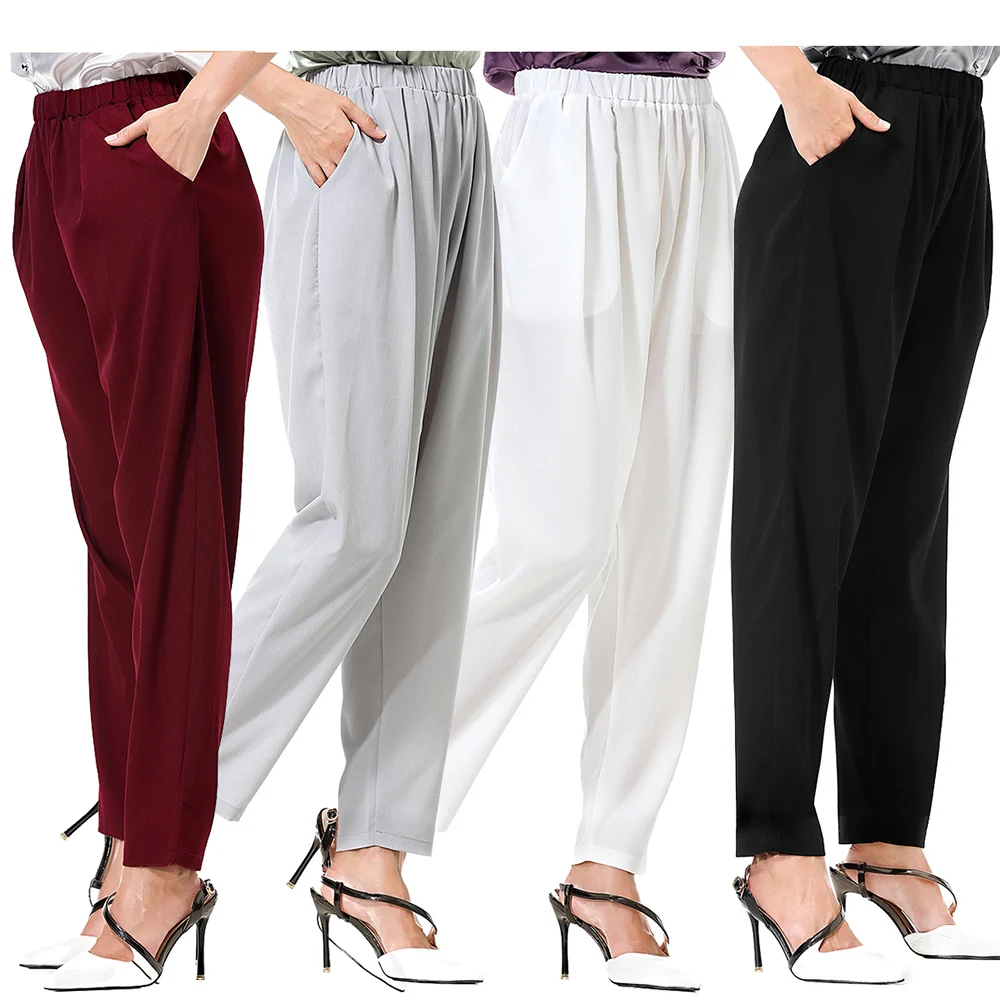 

Fashion Women Harem Pants Women Bandage Elastic Waist Stripe Casual Trousers