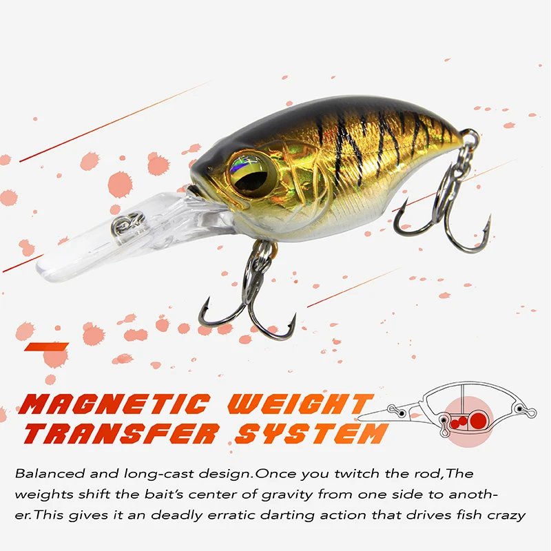 Banshee 11g 47mm Black Minnow Wobblers Pike Fishing Lure Artificial Bait Hard Swimbait Crankbait Fsihing Tackle bait Long Tongue