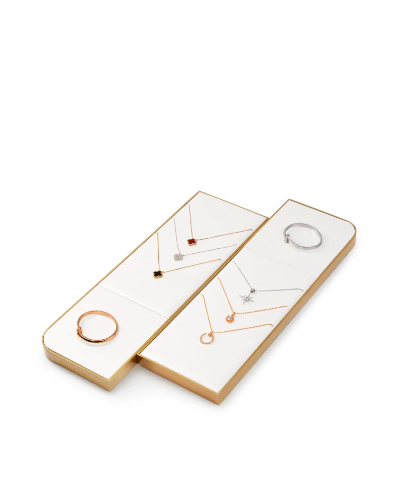 Oirlv Leder Gold Metall Schmuck-Display-Set Vitrine Organizer für Halsketten, Ringe, Armbänder für Ladentheken – Detail 3