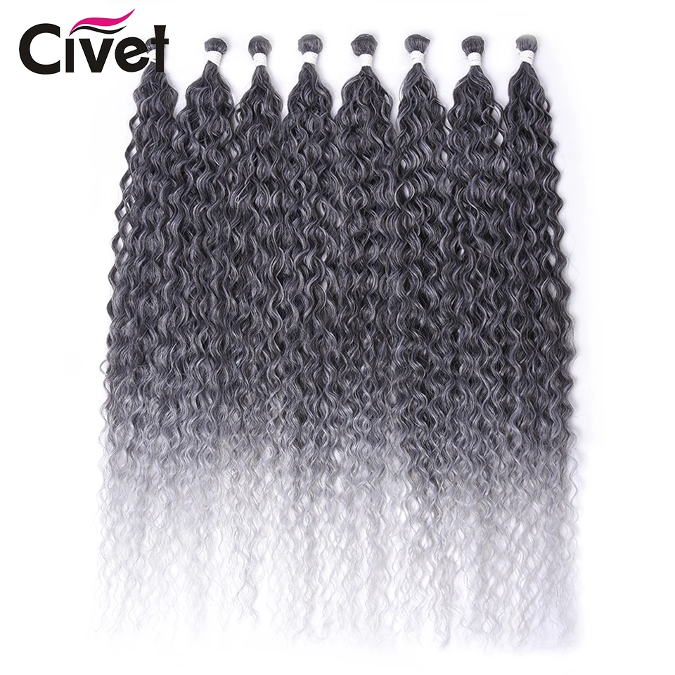 30 Inch Long Afro Kinky Curly Hair Bundles With Closure Synthetic Hair Extensions 9Pcs/Lot Ombre Blonde Hair Weaves For Women