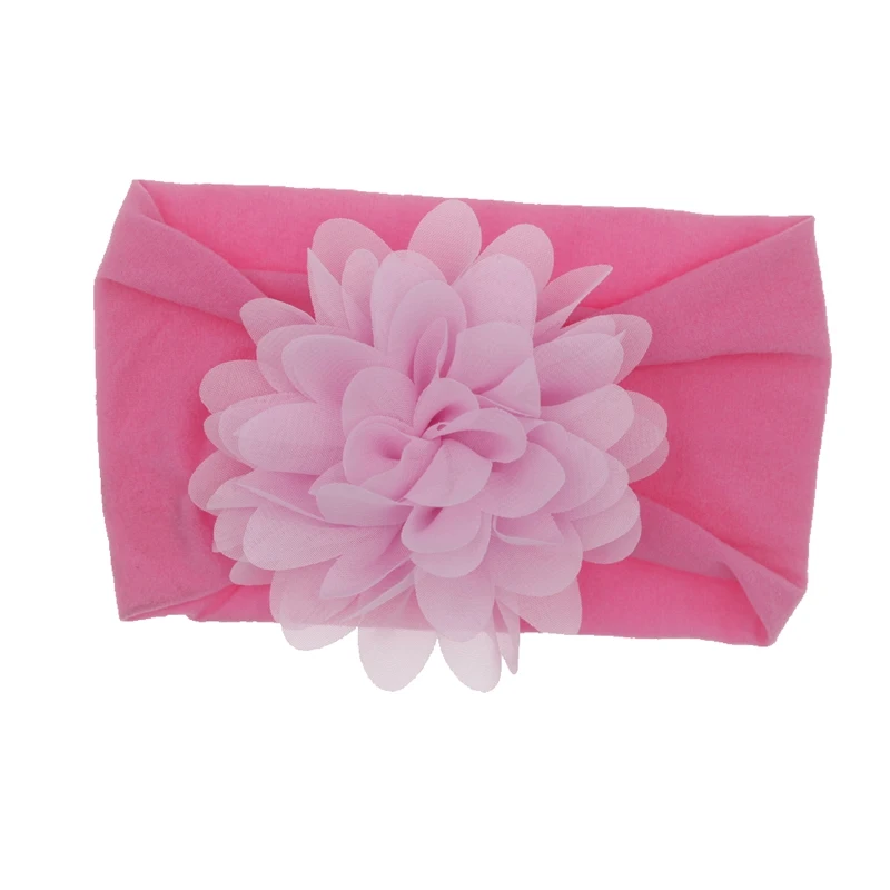 Diadema de gasa con flores para bebé, bandanas grandes con lazo para el pelo, turbante para niña recién nacida, envoltura para la cabeza, accesorios