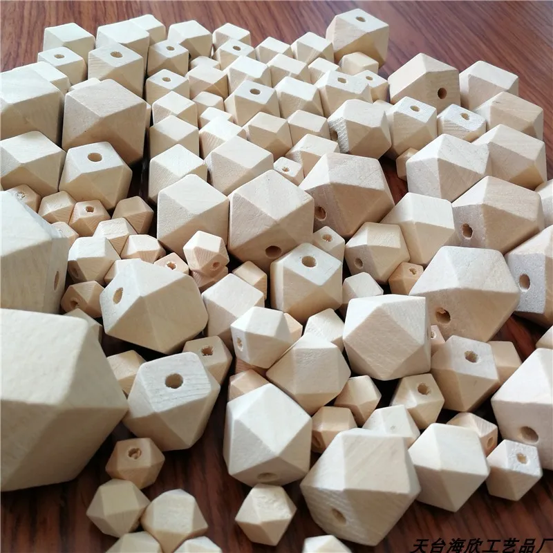 10-30MM Unfinished Wooden Beads Natural Color Spacer Eco-Friendly Octagonal Loose Bead Jewelry Making Wooden Bracelet DIY Decor