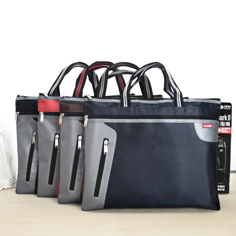 Simple Document Organizer Foldable File Folder Oxford Canvas Document Bag Portable Waterproof Folding Handbag Office Supplies