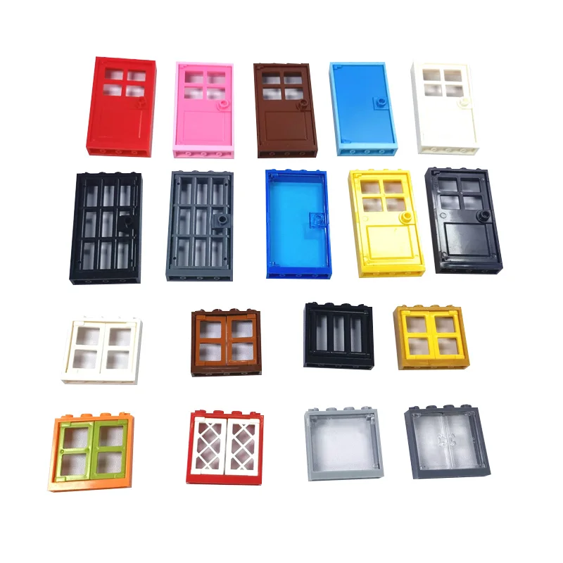 5PCS City House Architecture Parts Doors Windows Building Blocks MOC DIY Toys Compatible City Friends Classic Bricks for Kids