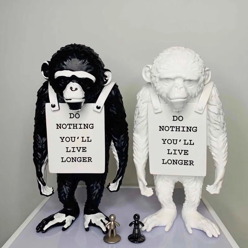 Imagem -02 - Decoração da Casa Moderna Estátua Banksy Criativo Decoração do Quarto Macaco Escultura Animal Acessórios para Casa Estatuetas para o Interior