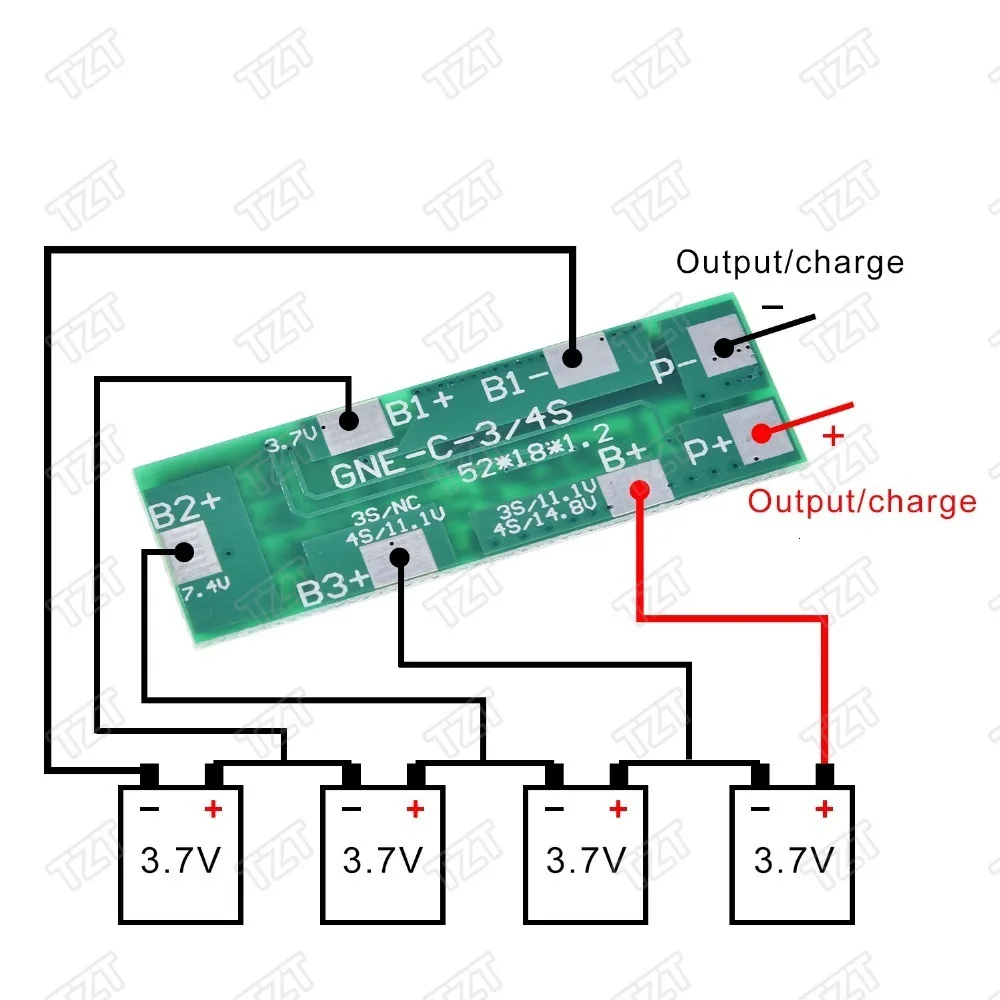TZT 1/3/5PCS 4S 8A Polymer-Li-Ion-Lithium-Batterie-Ladeschutzplatine für 4 in Reihe geschaltete 3,7-V-Li-Ion-Akkus, Ladeschutzmodul BMS – Detail 2