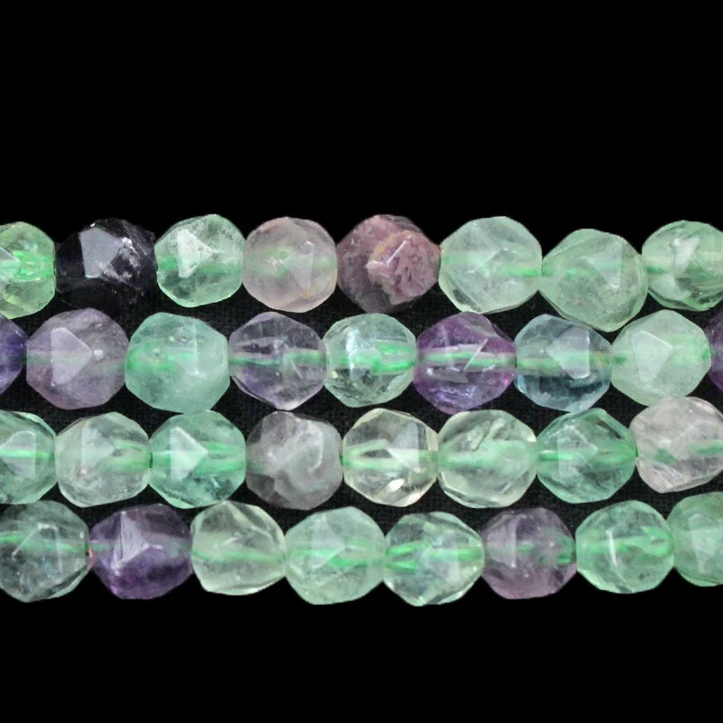 Wholesale Natural  Stone  Faceted Green Purple Fluorite Round Loose Beads Strand 6/8/10mm For Jewelry Making DIY Bracelet 15\