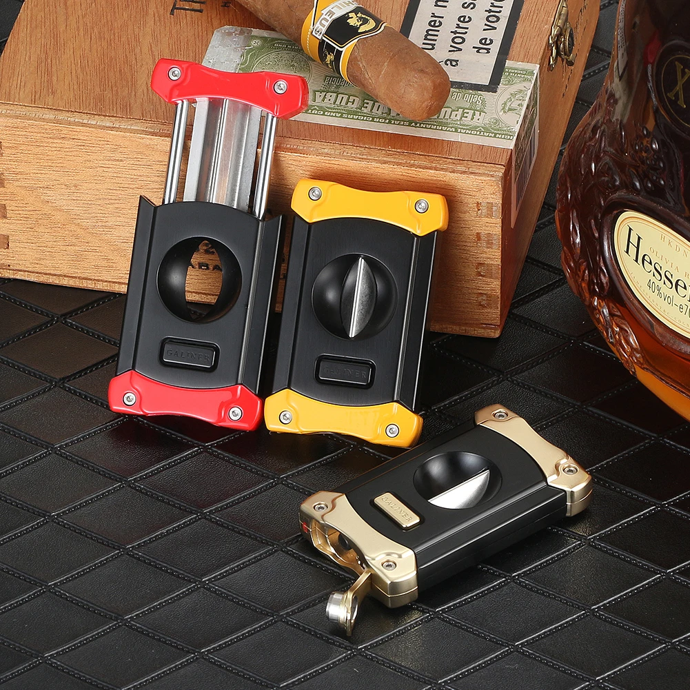 GALINER Metal V Cut Cigar Cutter With Punch Portable Luxury Button Open Cigar V Cutter