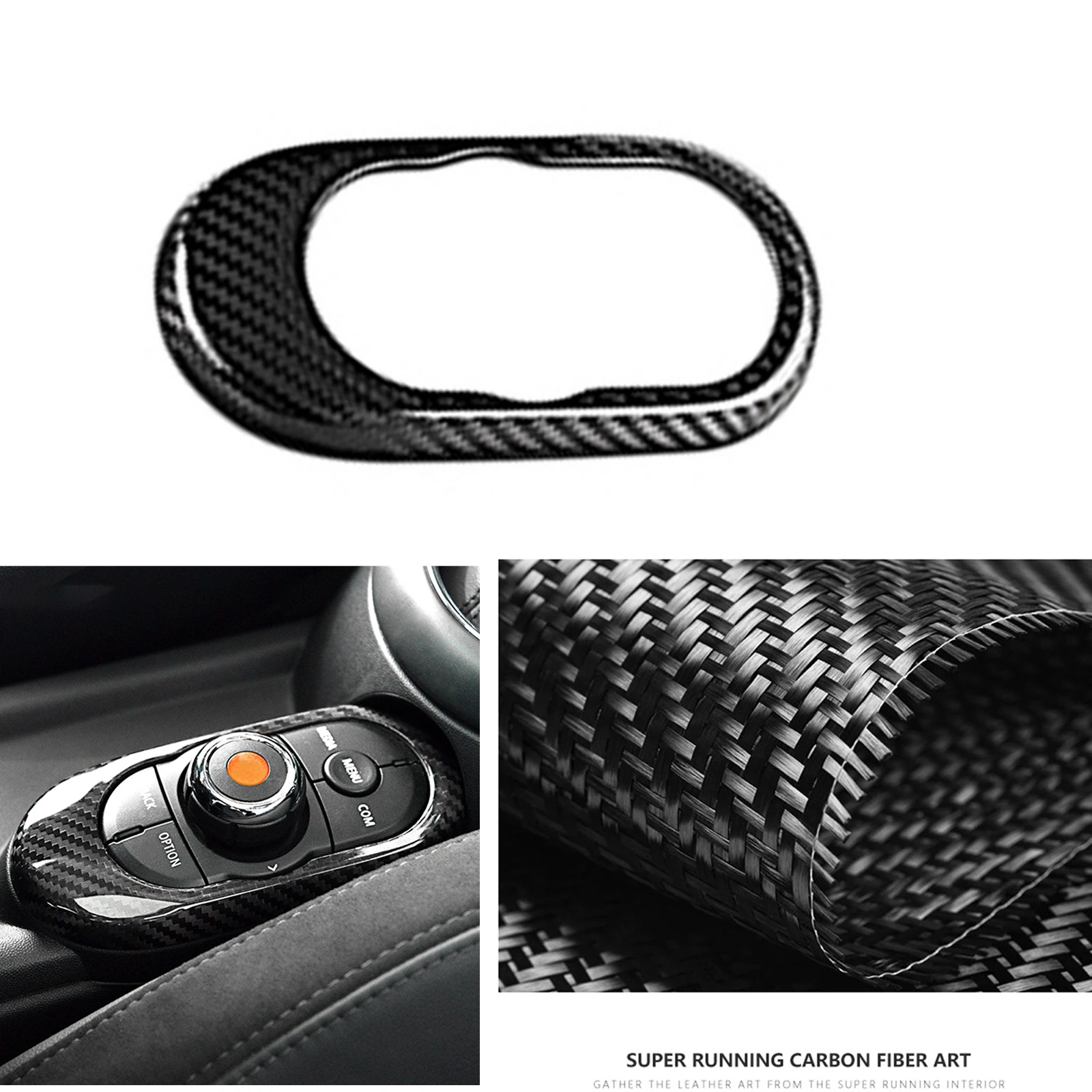 

For Mini Cooper F55 F56 F57 2014-2021 Dry Carbon Fiber Center Console Multimedia Button Switch Panel Trim Frame Sticker Cover