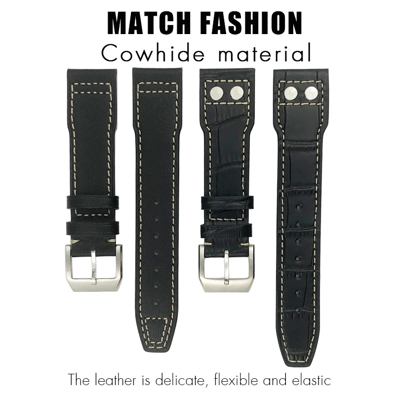 High Quality Leather Watchband 20mm 21mm 22mm for IWC IW3777 IW3270 Mark 18 Big Pilot’s Watch Strap Brown Soft Cowhide Bracelets