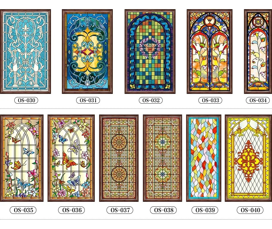 Custom size static cling frosted stained glass window film church foil door stickers PVC self-adhesive window stickers 62x182cm