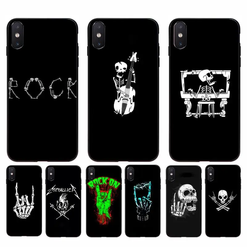 Yinuoda Rock roll skull Soft Phone Case Cover For iPhone 11 8 7 6 6S Plus X XS MAX 5 5S SE 2020 XR 11 pro Cover