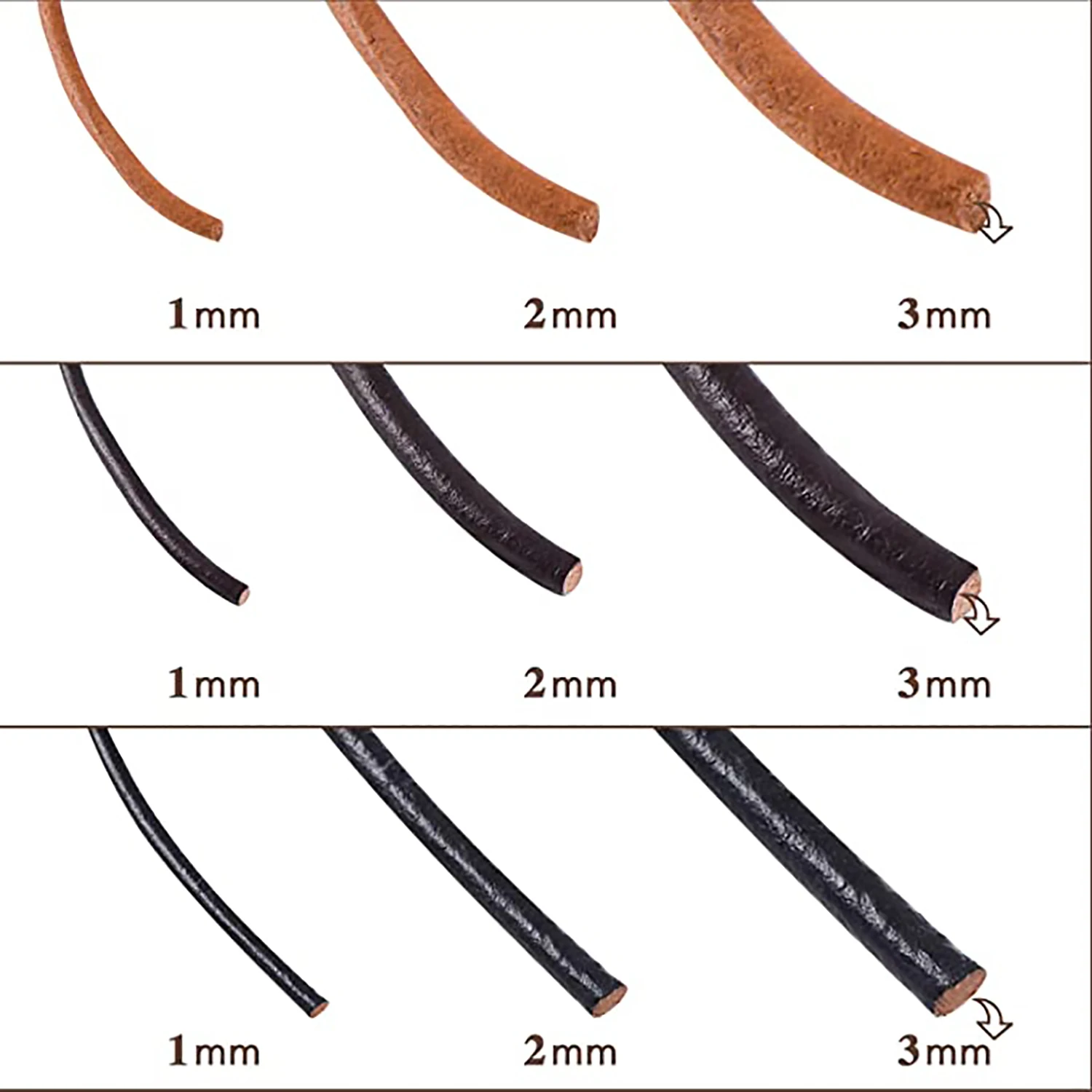 5 Meters Genuine Cow Leather Cords 1mm 1.5mm 2mm 3mm Round Thong Rope For Jewelry Making DIY Leather Bracelet Necklace String