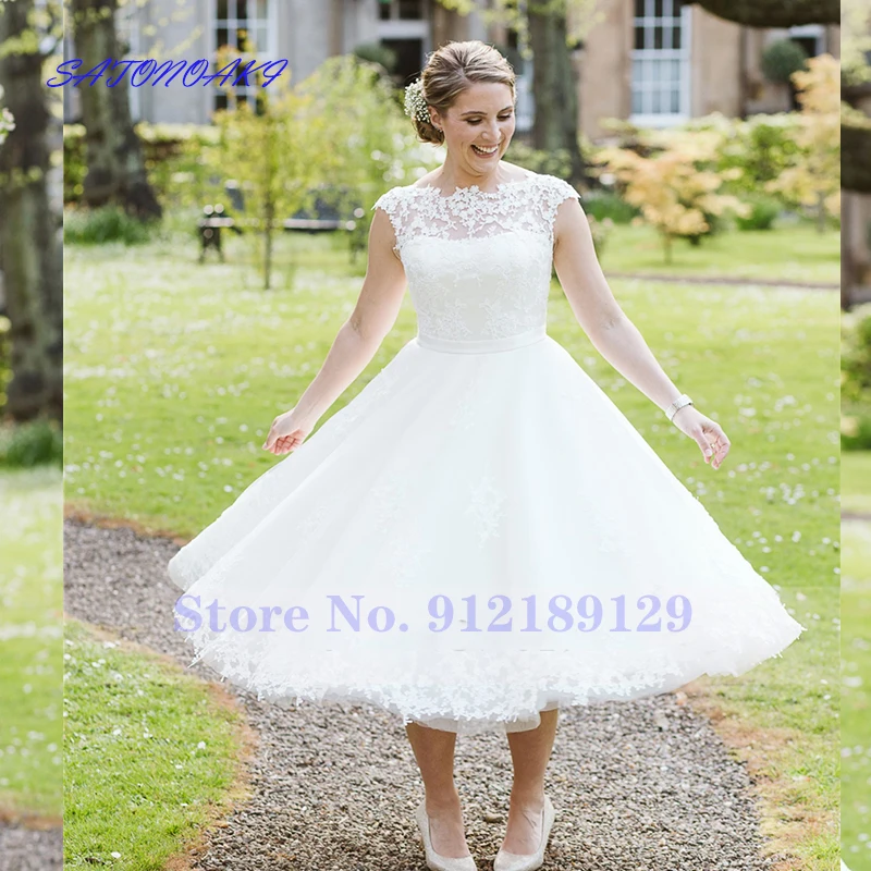 Vestidos De Novia Garden White Short Wedding Dress 2024 For Women Ankle Length Scoop Neck Appliques Sleeveles Beach Bridal Gown