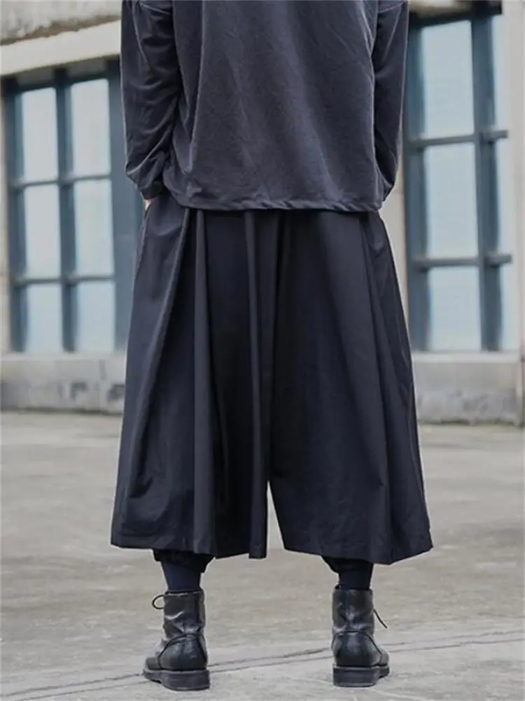 Men's Wide-Leg Pants Spring And Autumn New Dark Hair Stylist Punk Casual Loose Large Size Nine Points Pant Skirt