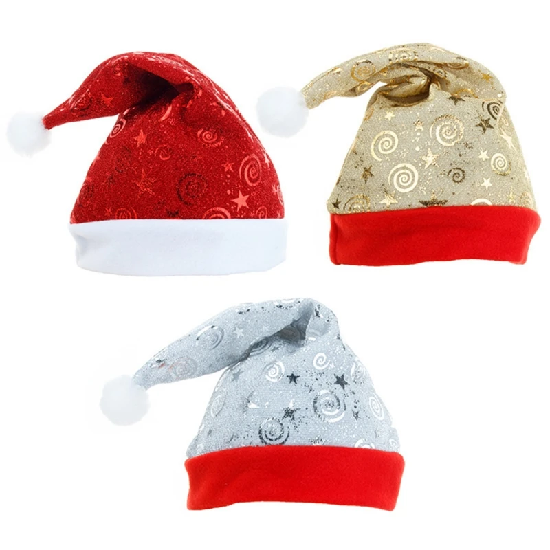 

3-color Christmas Hat Santa Claus Hat for Kids Adults Unisex Xmas Hats for Festival Holiday Party Supplies M6CD