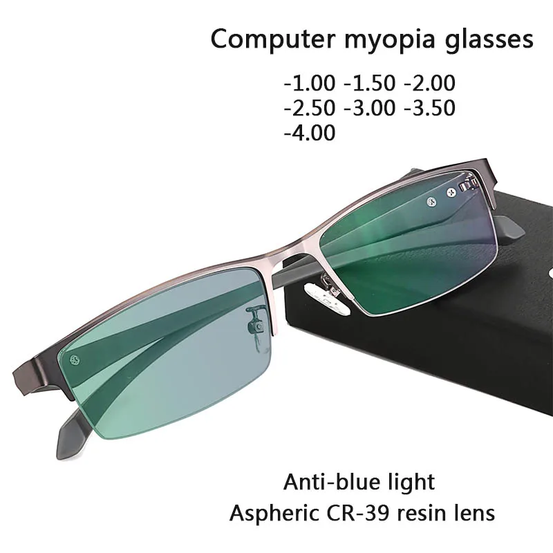 

Blue Light Blocking Myopia Computer Glasses Gamer Spectacle Frame for Men Women Nearsighted Eyeglasses Prescription -1 -1.5 -2