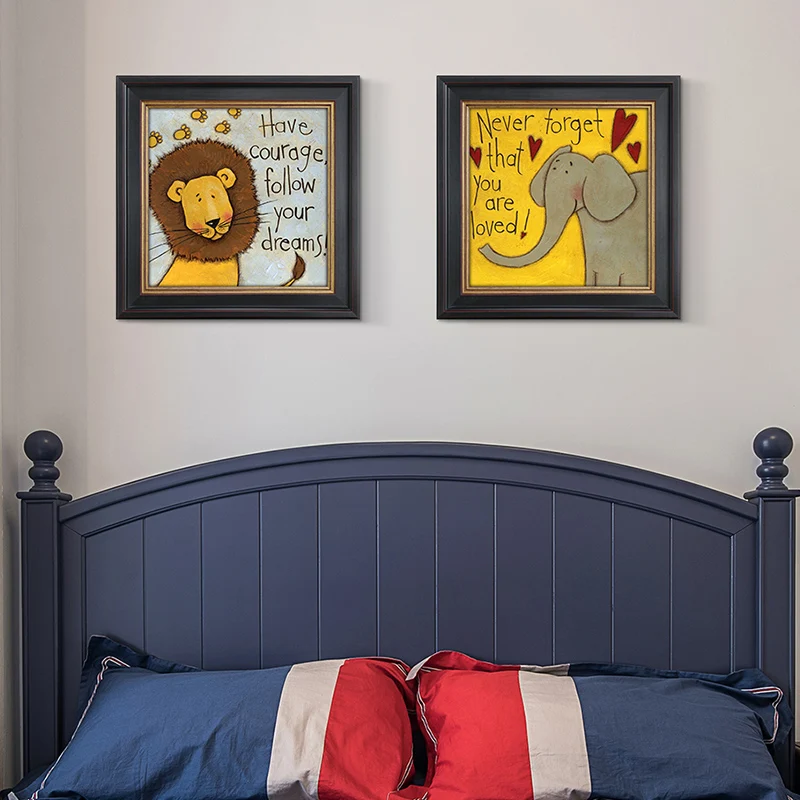Cartoon Lion Elephant Giraffe Monkey Cheetah Wall Art Canvas Painting  Animal Poster Nursery Printing for kid's Room Home decor