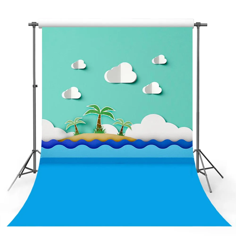 

Avezano Photography Backdrops Summer Sunshine Party Sea Beach Coconut Tree Clouds Backgrounds Photo Studio Photophone Photozone