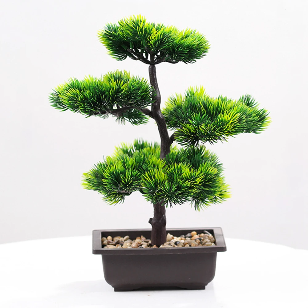 Tanaman Buatan Pinus Kecantikan Pohon Pinus Phoenix Imitasi Tanaman Pot Bonsai Manusia Hidup Kantor DIY Festival Dekoratif Hadiah Dekorasi Rumah