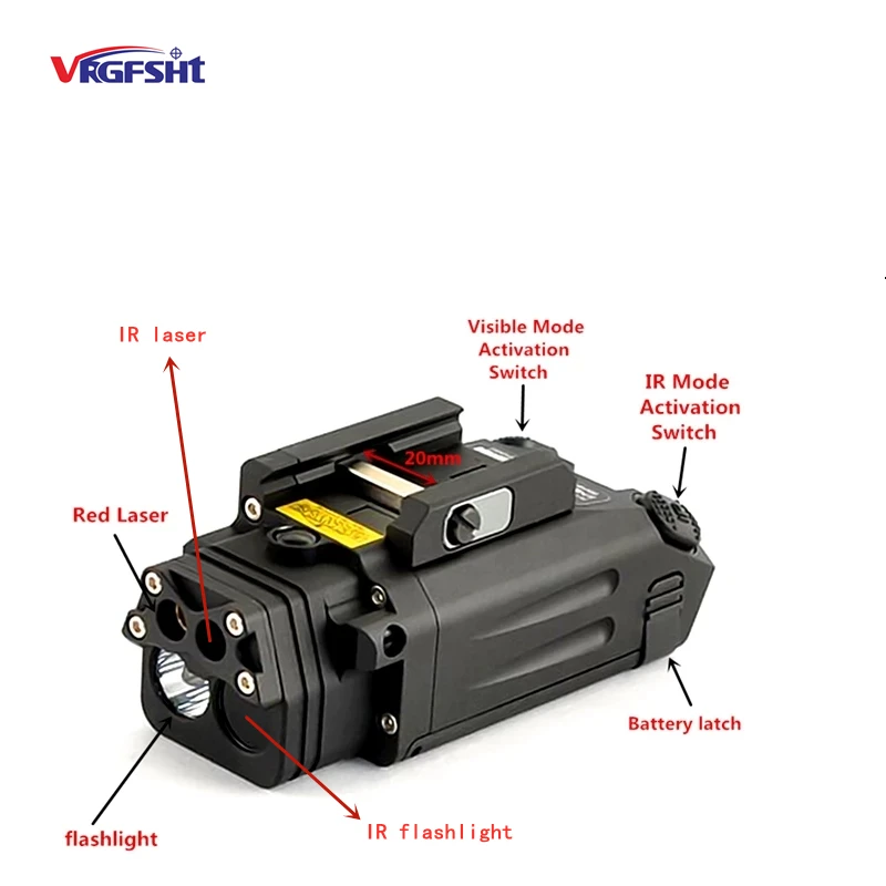 

SOTAC-Tactical Under Pistol Rifle Red Laser Torch Combination, DBal-PL Red Laser Torch, IR Laser Weapon Light