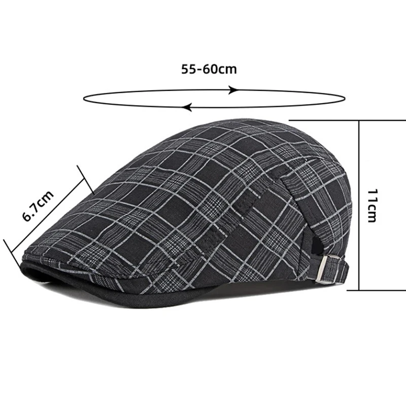 Fashion Fine Stripe Lattice Berets Hat Women Men Spring Summer Plaid Visors Red Green Blue Duckbill Herringbone Flat Cap