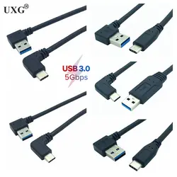 90 Degree USB3.0 Type C Charger Date Cable Usb C short Cable Cord For Samsung Huawei Xiaomi mobile phone Type-c data cable 25cm