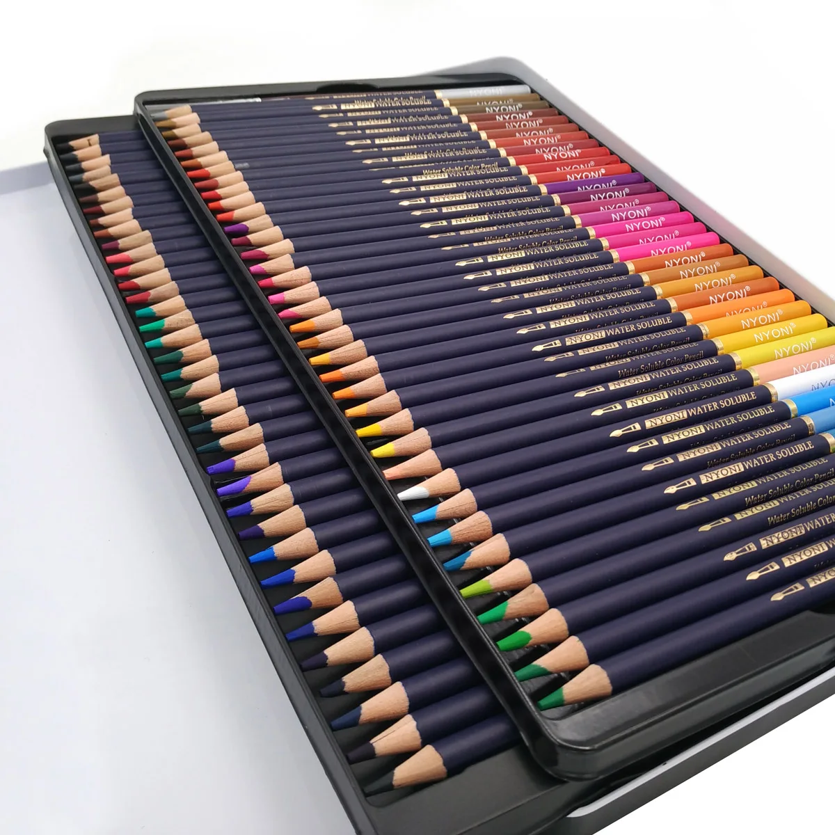 NYONI 72/120 Colored Pencil Art Professional Water-soluble 24/36/48 Oil Pencils Soft Core Painting Colours Drawing Supplies