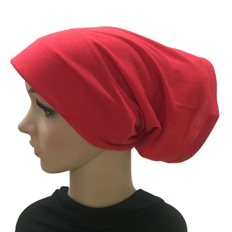 Plain Muslim Women Cotton Underscarf Bonnet Inner Cap Chemo Tube Head Scarf Cover Headwrap Brim Hat Arab Islamic Middle East