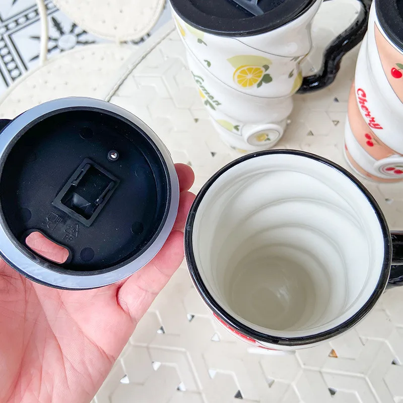 500 ML Creative Fruit Thread Ceramic Milk Cup Personality Flower Tea Coffee Water Cup for Women Men Kids