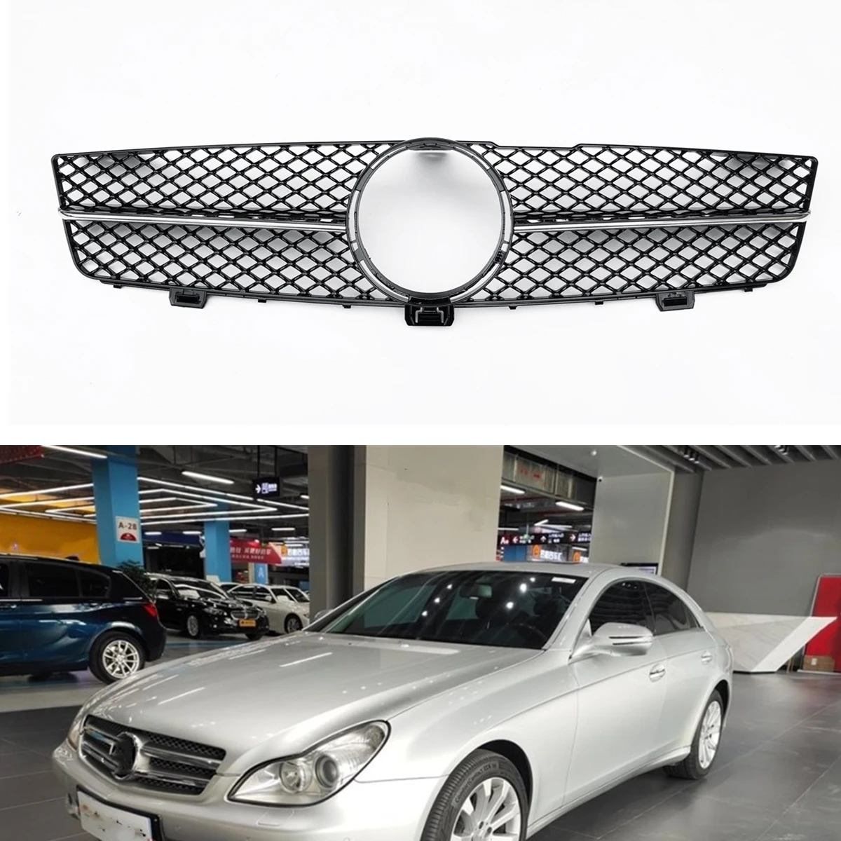 

Front Grille Grill For Mercedes Benz W219 CLS CLASS 2009-2011 CLS350 CLS500 CLS550 CLS600 Black/Silver Upper Bumper Hood Mesh