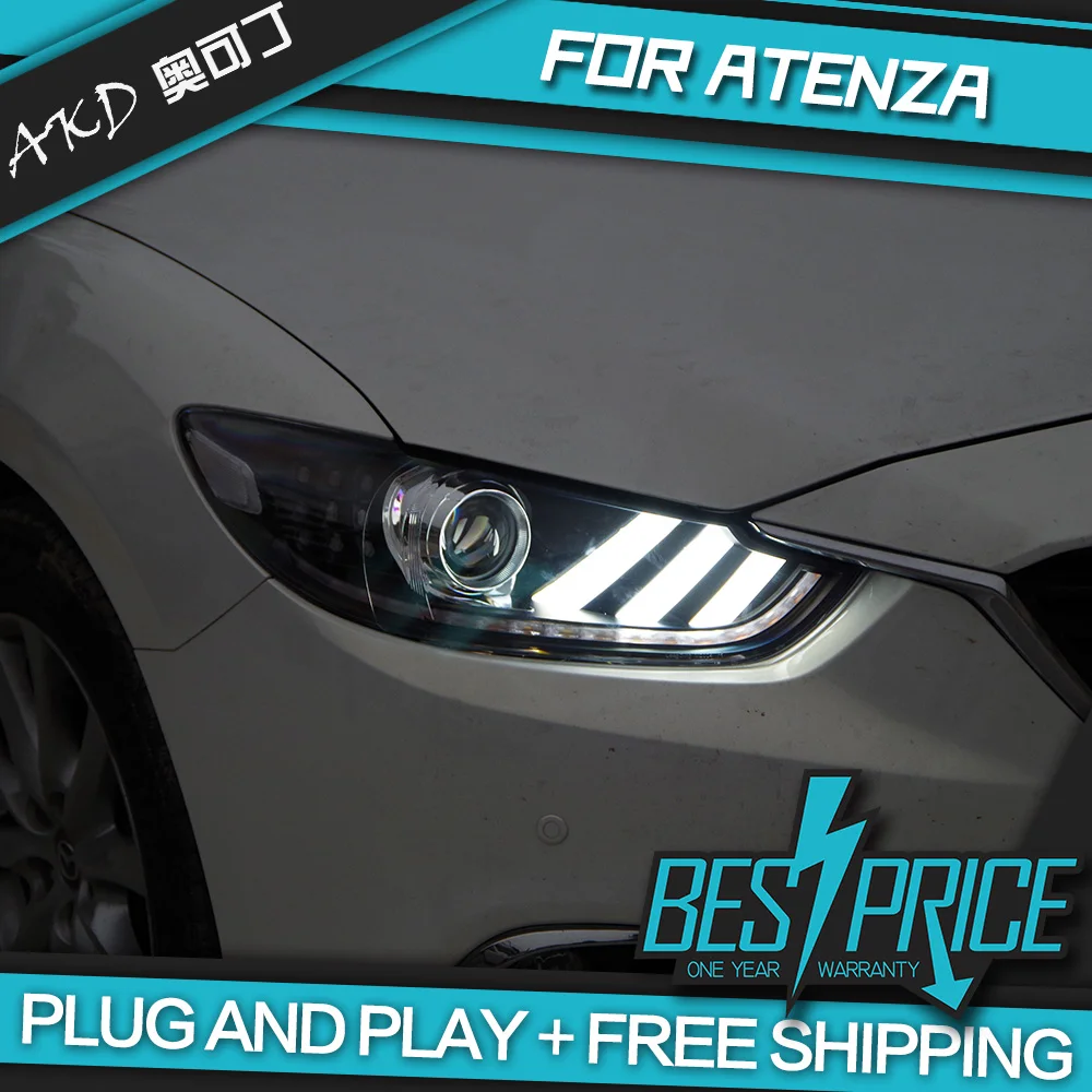 

Фары AKD для Mazda 6 Mazda6 Atenza 2013-2016 Mustang, фары, светодиодные ходовые огни, биксеноновые противотуманные фары