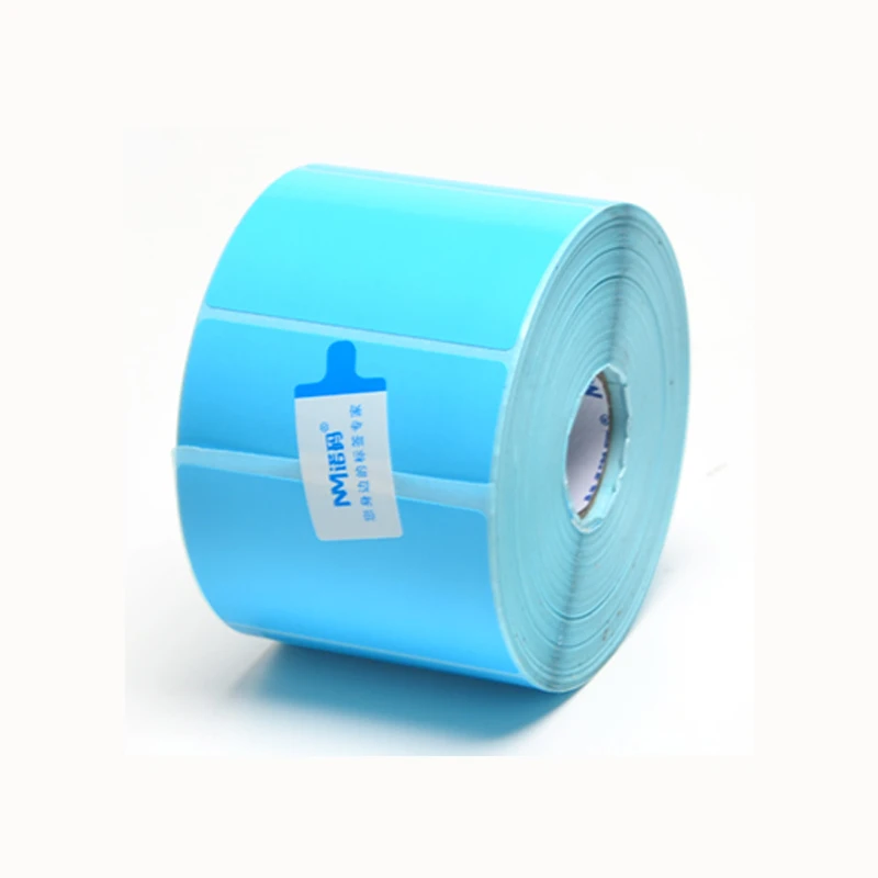 1 Roll Blue Thermal Label Sticker Paper 30-100MM Supermarket Price Blank Barcode Label Direct Print Waterproof Print Supplies