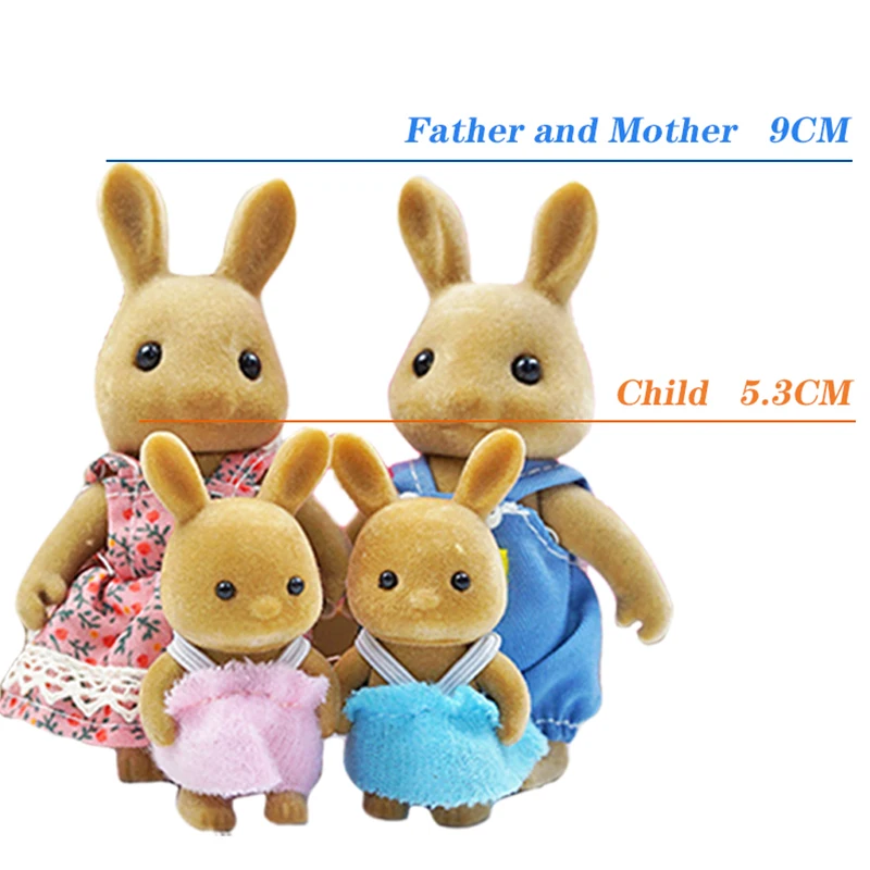 1/12 Children\'s Miniature Dollhouse Furniture Accessories Baby Plush Dolls Forest Rabbit Family Critters Toys For Girls