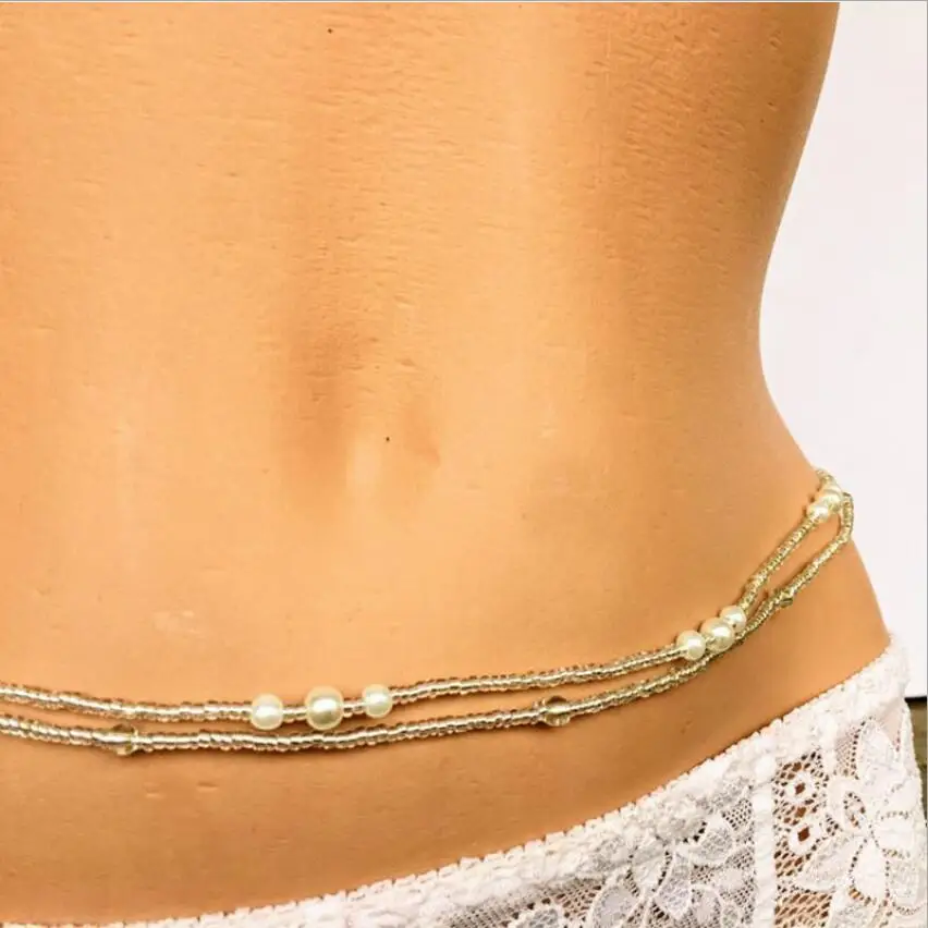 Bohemia Elastic Waist Belly Chain African Belly Chain Waist Beads Body Chain Women Girls Body Summer Boho Jewelry S2069