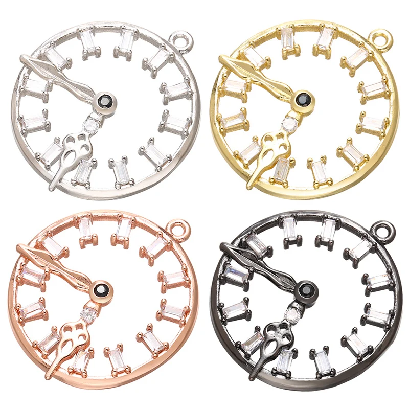 ZHUKOU 24x28mm alarm clock crystal necklace earrings pendant for DIY handmade necklace earring jewelry accessories model: VD675