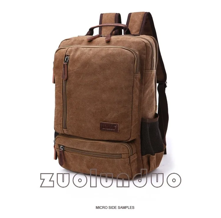 Vintage Canvas Rucksack für Herren, große Kapazität, Reise-Umhängetasche, hochwertige modische Studententasche, Herren-Notebook-Laptop-Rucksack – Detail 22