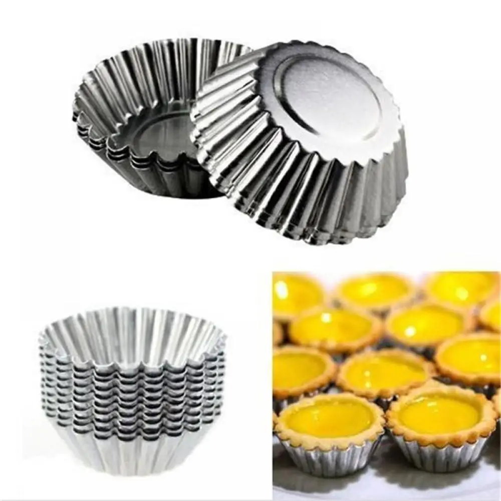 10pcs 2.5 In Lace Egg Tart Mold Chrysanthemum Cup Thickened Carbon Steel Non-stick Egg Tart Mold Cake Mold Baking Tool