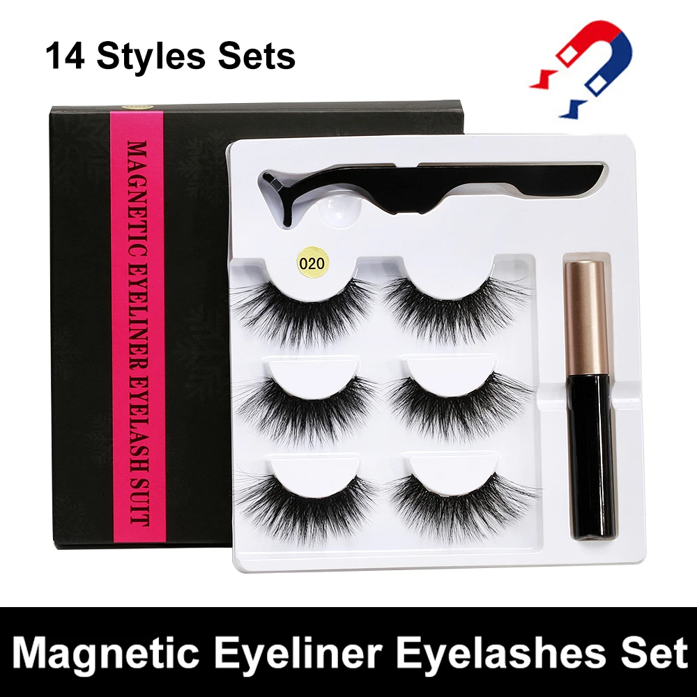 5 Magnet Eyelash Magnetic Liquid Eyeliner&Magnetic False Eyelashes&Tweezer Set Waterproof Long Lasting Eyelash Extension Tools