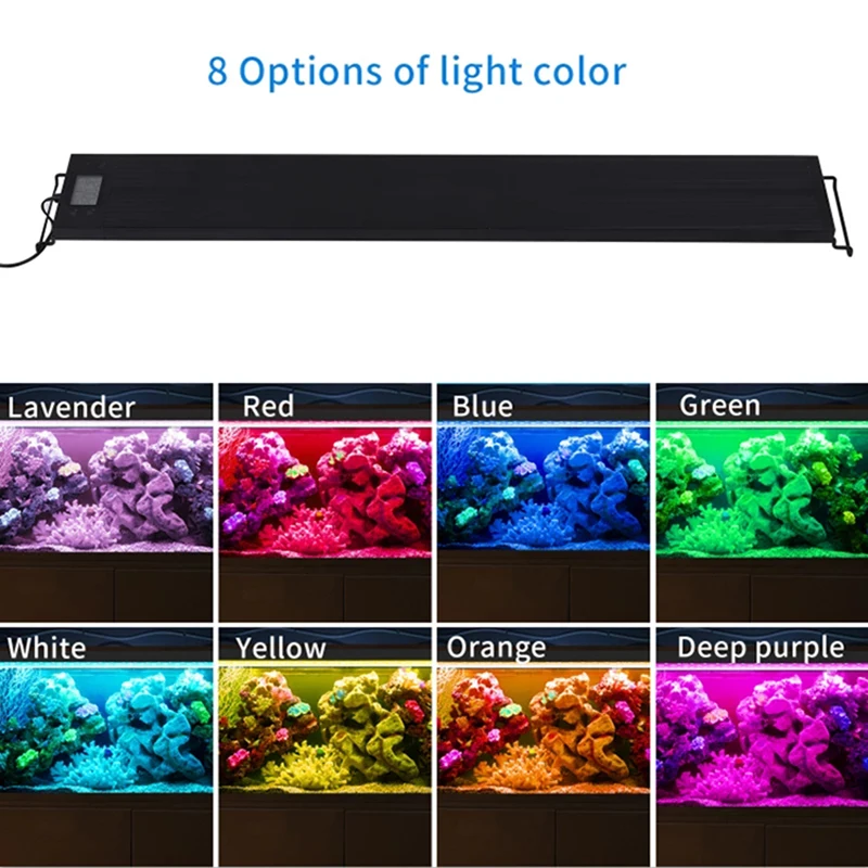 8 Colors Auto On Off Aquarium Light Full Spectrum Fish Tank Light for Water Plants Build in Timer Sunrise Sunset LED Lamp RGB