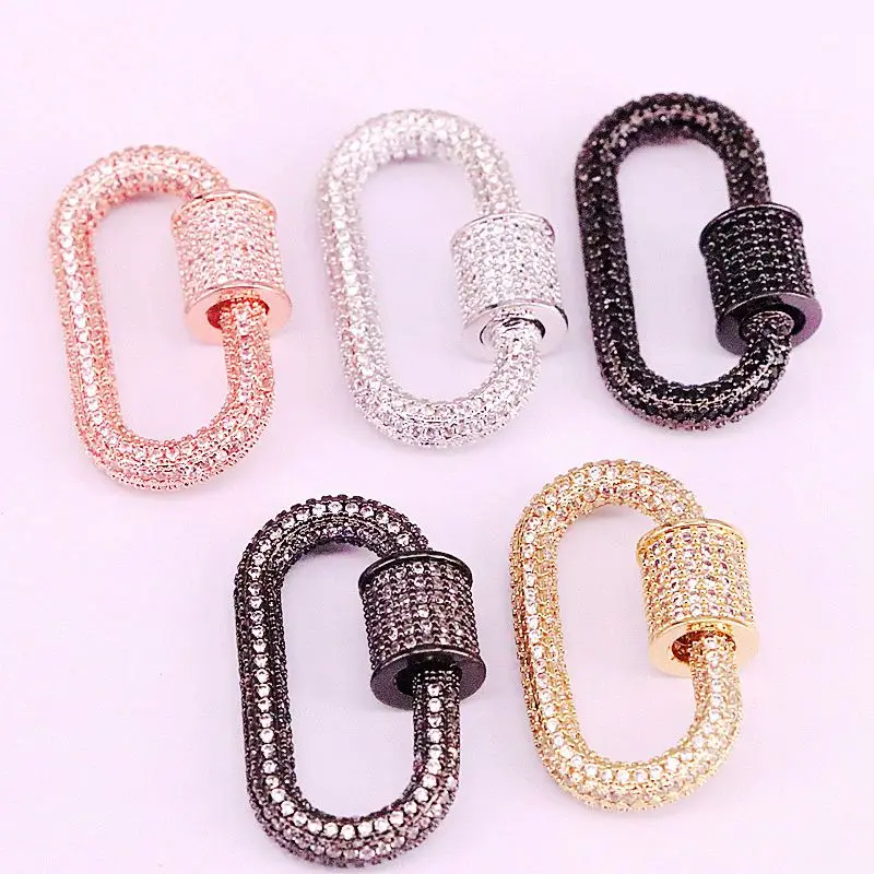 

4Pcs,Large Oval Shape Clasp CZ Micro Pave, Gold/Rose Gold/Silver/Black Color, Findings