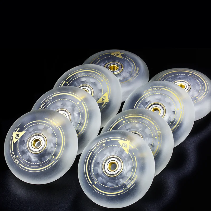 

free shipping roller skate wheel inline wheel anti-friction 90A braking wheel Fsk transparent material