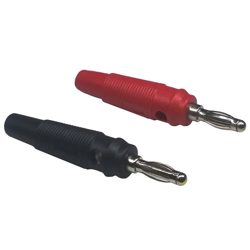 10Pcs 4Mm Lijm Gold Plating Plug Lantaarn Zachte Connectors Zwart Rode Plastic Behuizing Stereo Dual Channel Hoofdtelefoon Connector