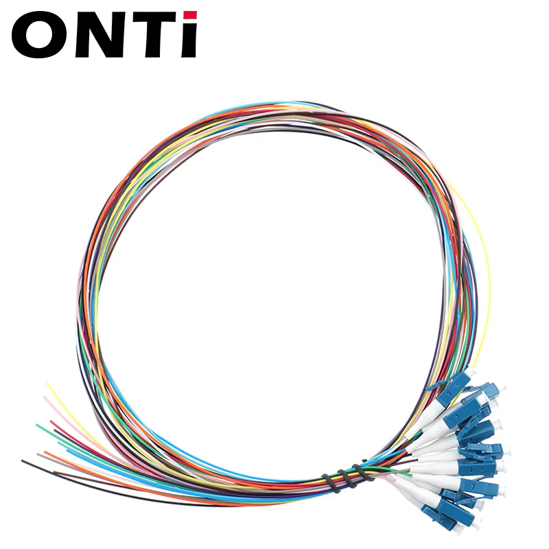 ONTi-cable de fibra óptica Pigtail SC APC/UPC, 12 colores, SM(9/125), 1M, fanout LC/UPC, SM simplex